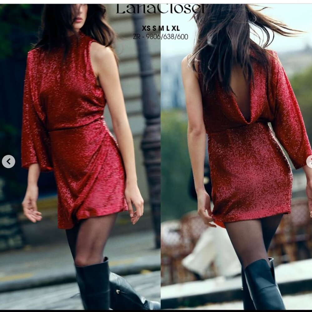 ZARA ASYMMETRIC SEQUIN MINI DRESS SIZE M ,L NEW WITH TAG!